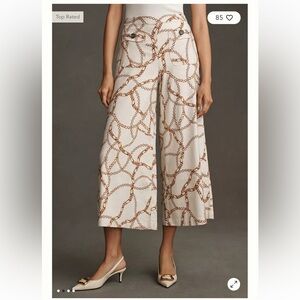 Maeve Cream Chain Pattern Printed Palazzo Pants
